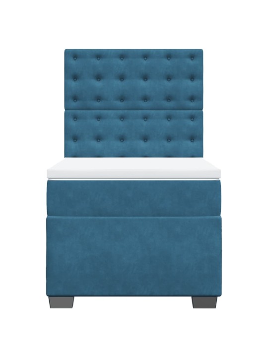 Box spring postel s matrací modrá 90 x 200 cm samet