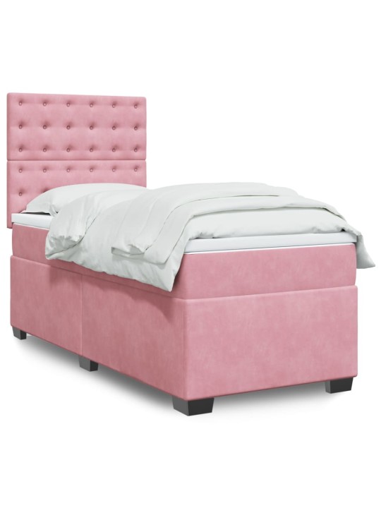 Box spring postel s matrací růžová 90x200 cm samet