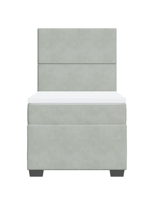 Box spring postel s matrací světle šedá 100x200 cm samet