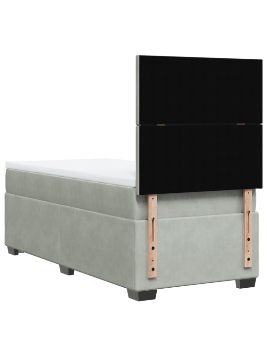 Box spring postel s matrací světle šedá 100x200 cm samet