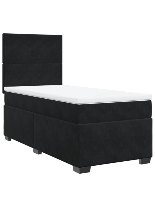 Box spring postel s matrací černá 100x200 cm samet