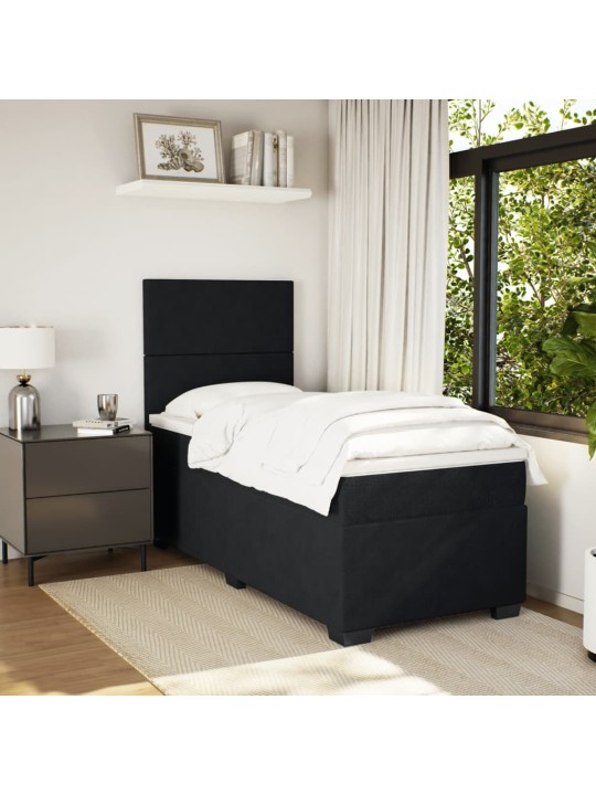 Box spring postel s matrací černá 100x200 cm samet
