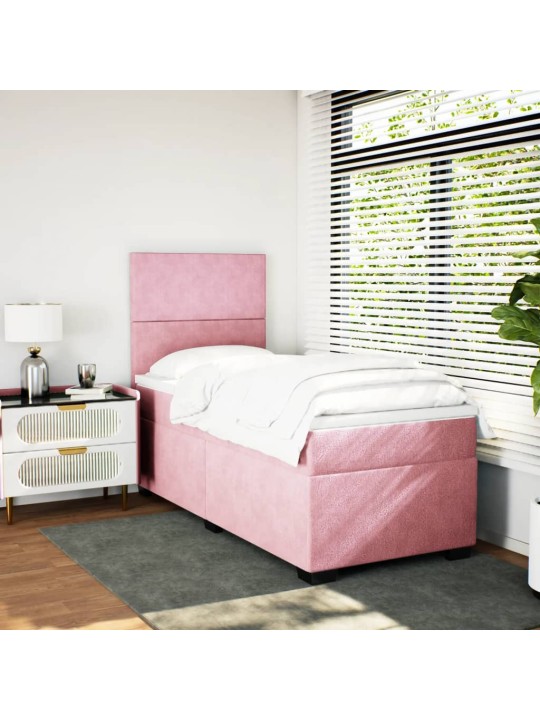 Box spring postel s matrací růžová 100x200 cm samet
