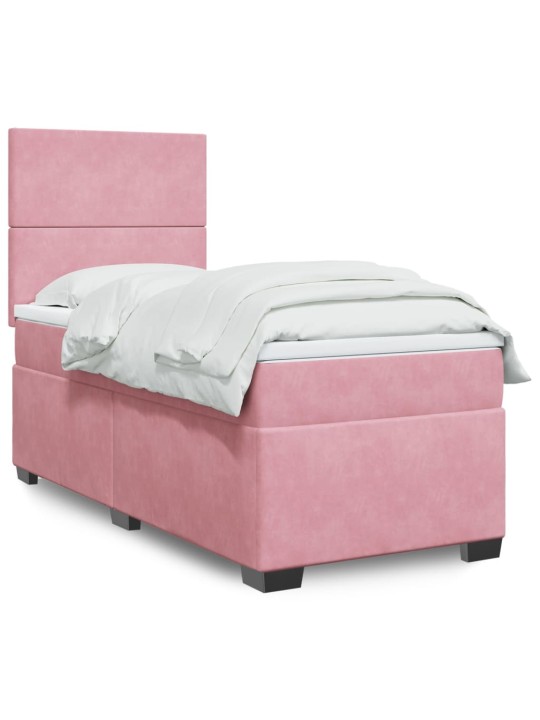 Box spring postel s matrací růžová 100x200 cm samet