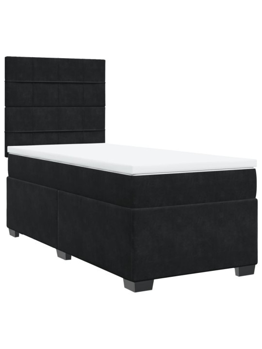 Box spring postel s matrací černá 100x200 cm samet