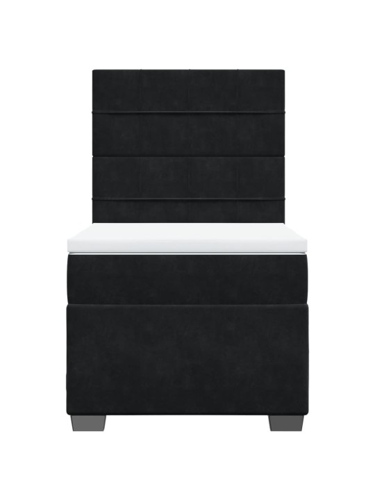 Box spring postel s matrací černá 100x200 cm samet