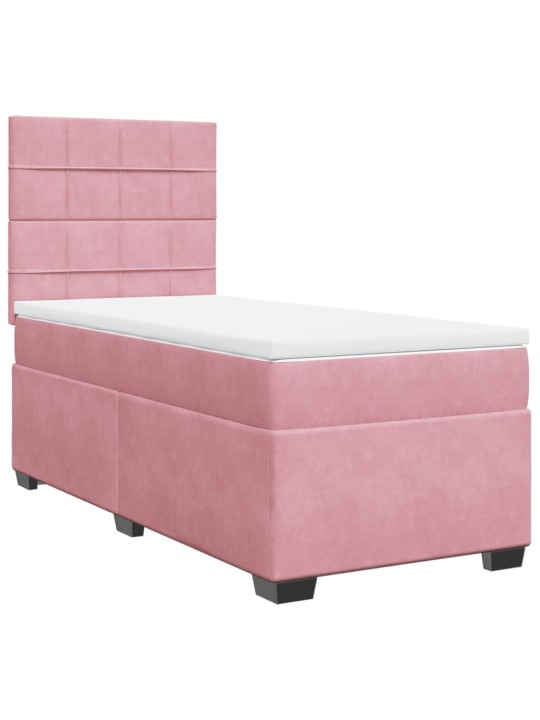 Box spring postel s matrací růžová 100x200 cm samet