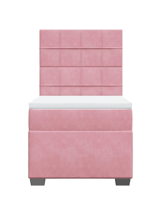 Box spring postel s matrací růžová 100x200 cm samet