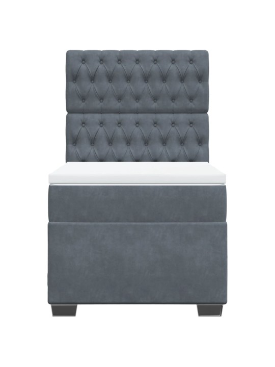 Box spring postel s matrací tmavě šedá 100x200 cm samet