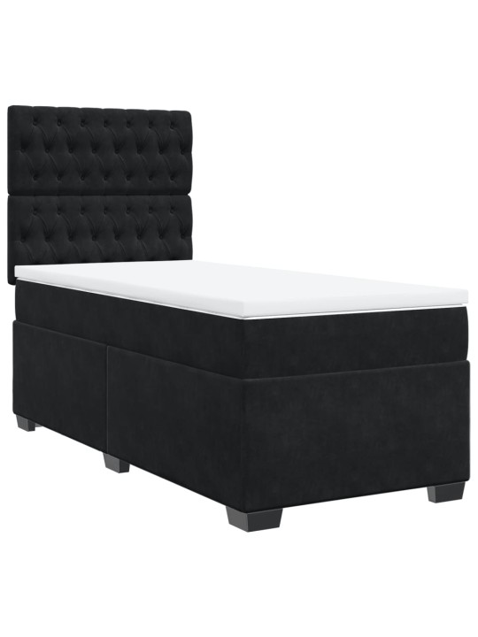 Box spring postel s matrací černá 100x200 cm samet