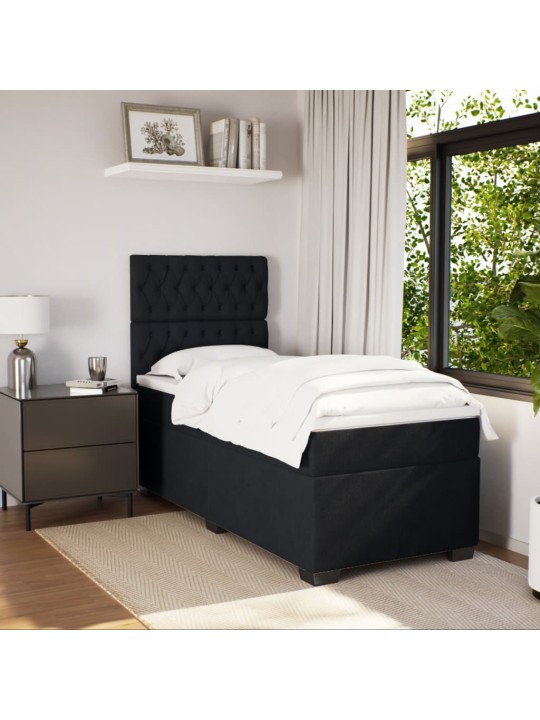 Box spring postel s matrací černá 100x200 cm samet
