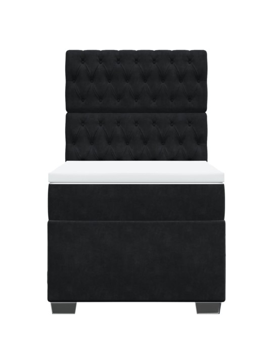 Box spring postel s matrací černá 100x200 cm samet