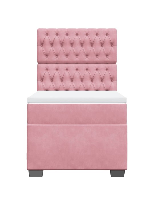 Box spring postel s matrací růžová 100x200 cm samet