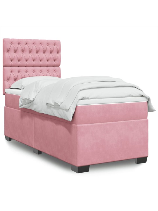Box spring postel s matrací růžová 100x200 cm samet