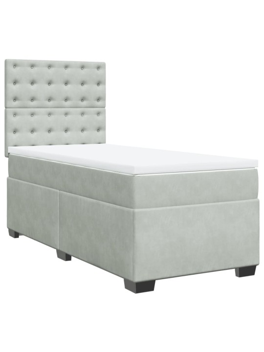 Box spring postel s matrací světle šedá 100x200 cm samet