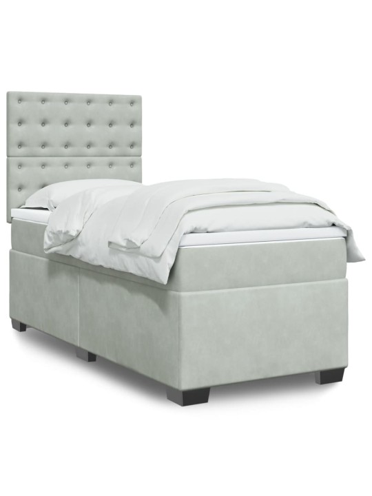 Box spring postel s matrací světle šedá 100x200 cm samet