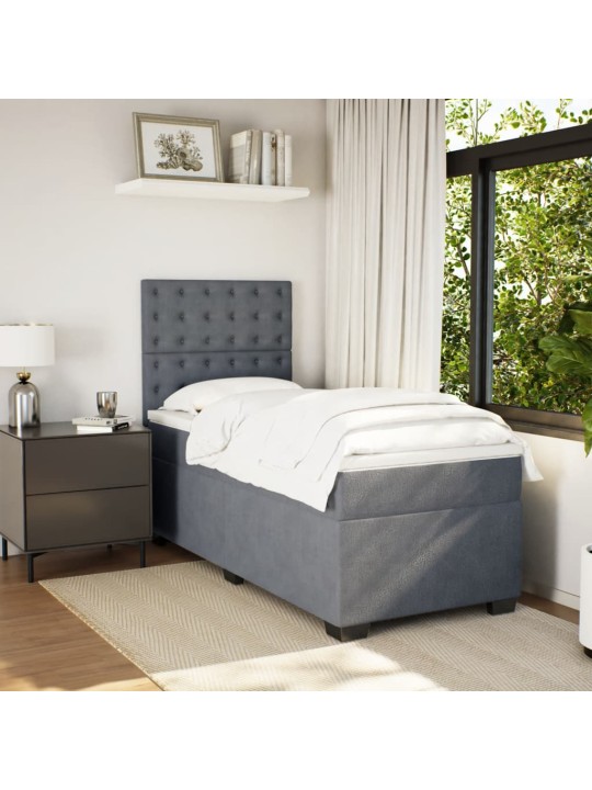 Box spring postel s matrací tmavě šedá 100x200 cm samet