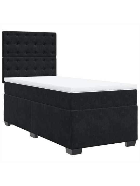 Box spring postel s matrací černá 100x200 cm samet