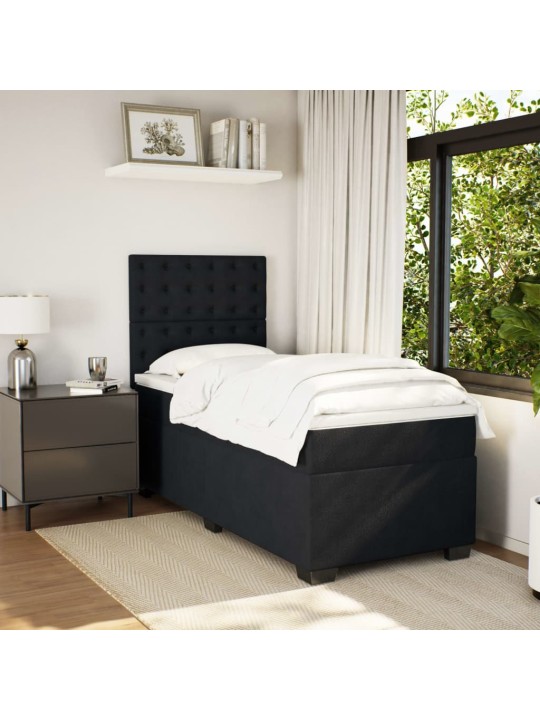 Box spring postel s matrací černá 100x200 cm samet