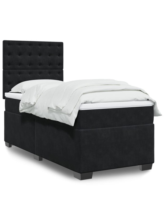 Box spring postel s matrací černá 100x200 cm samet