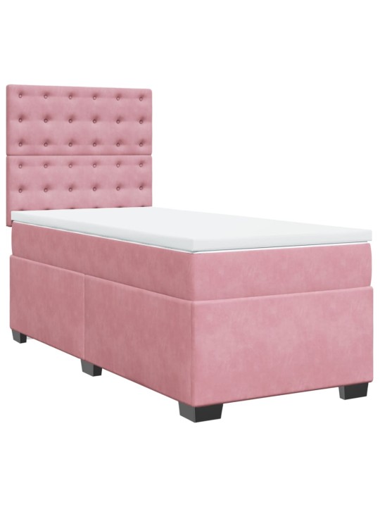 Box spring postel s matrací růžová 100x200 cm samet