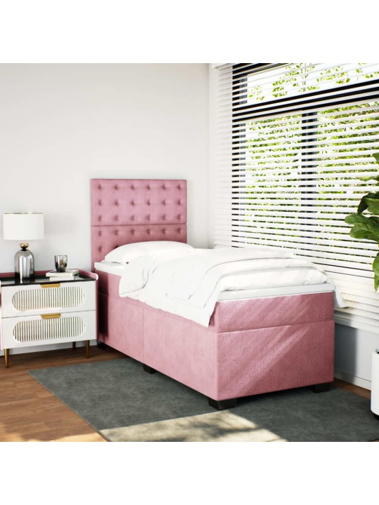 Box spring postel s matrací růžová 100x200 cm samet