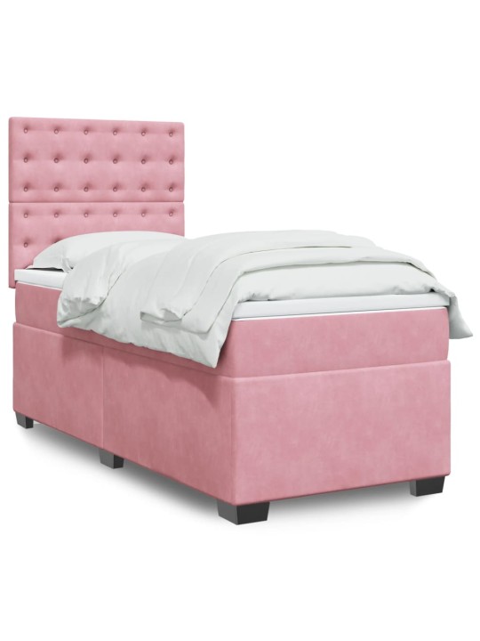Box spring postel s matrací růžová 100x200 cm samet