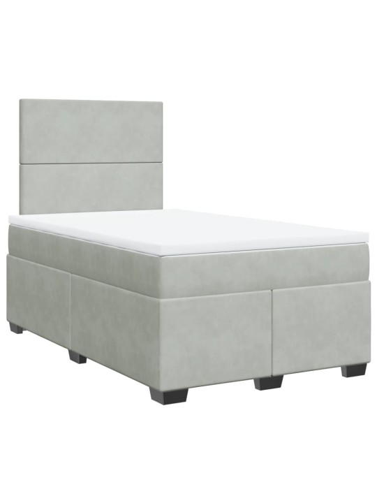 Box spring postel s matrací světle šedá 120x190 cm samet