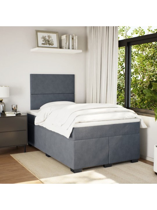 Box spring postel s matrací tmavě šedý 120x190 cm samet