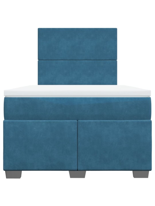 Box spring postel s matrací modrá 120 x 190 cm samet