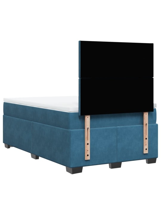 Box spring postel s matrací modrá 120 x 190 cm samet