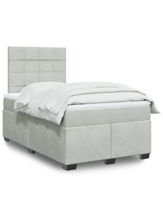 Box spring postel s matrací světle šedá 120x190 cm samet