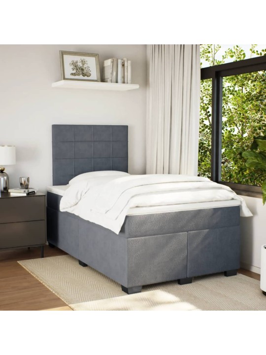 Box spring postel s matrací tmavě šedý 120x190 cm samet