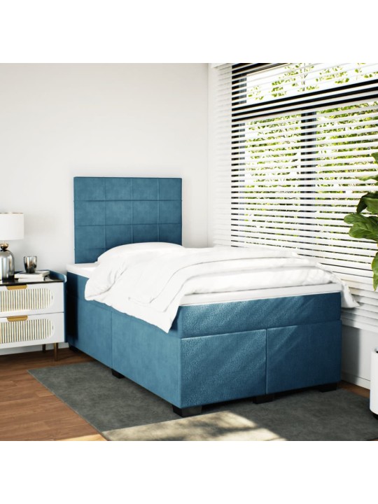 Box spring postel s matrací modrá 120 x 190 cm samet