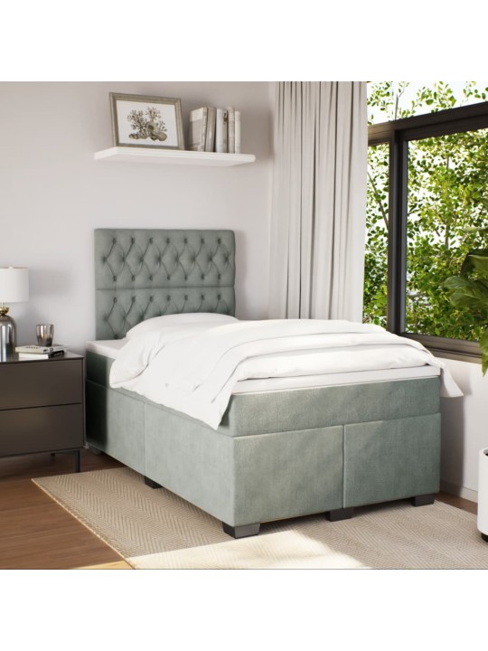 Box spring postel s matrací světle šedá 120x190 cm samet