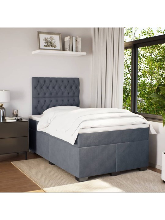 Box spring postel s matrací tmavě šedý 120x190 cm samet