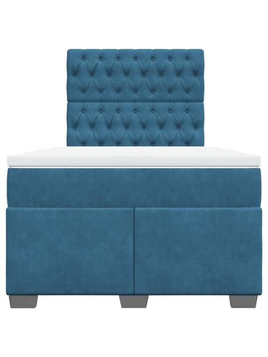 Box spring postel s matrací modrá 120 x 190 cm samet