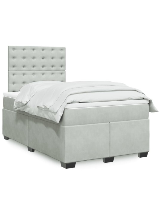 Box spring postel s matrací světle šedá 120x190 cm samet