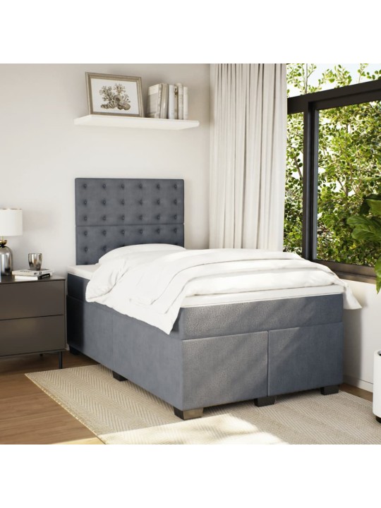 Box spring postel s matrací tmavě šedý 120x190 cm samet
