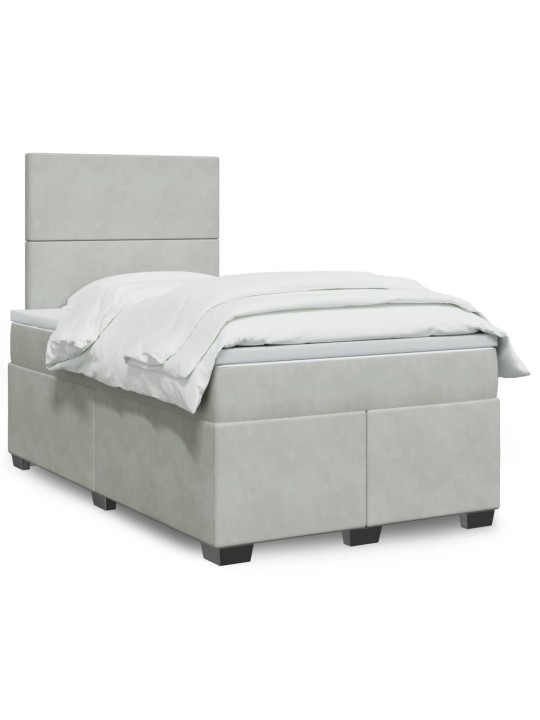 Box spring postel s matrací světle šedá 120 x 200 cm samet