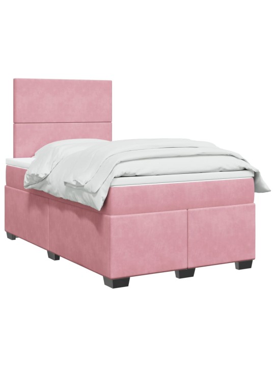 Box spring postel s matrací růžová 120 x 200 cm samet