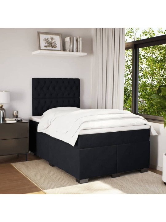 Box spring postel s matrací černá 120 x 200 cm samet