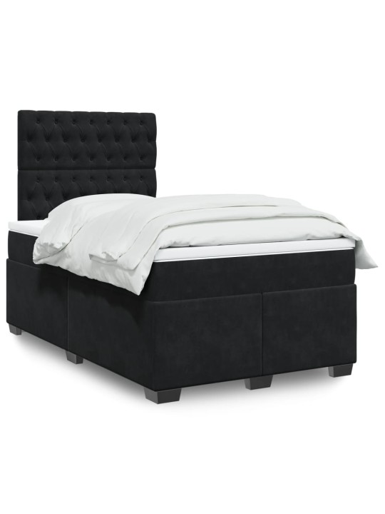 Box spring postel s matrací černá 120 x 200 cm samet