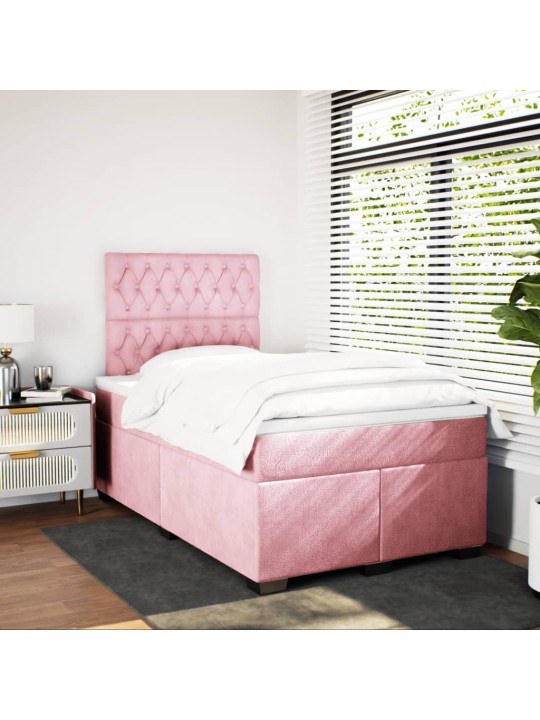 Box spring postel s matrací růžová 120 x 200 cm samet
