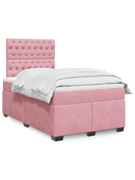 Box spring postel s matrací růžová 120 x 200 cm samet
