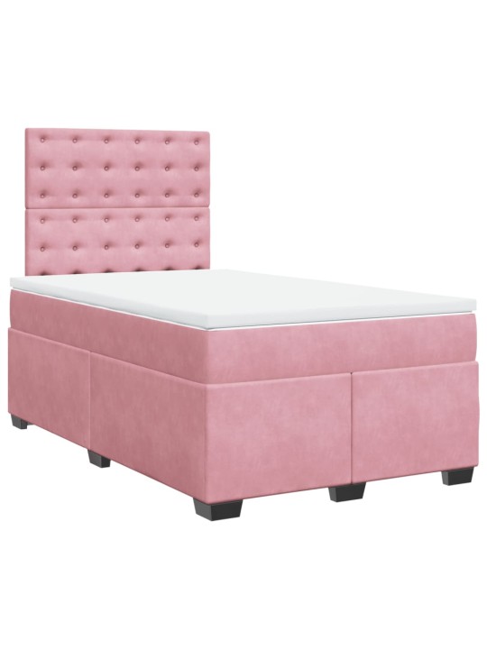 Box spring postel s matrací růžová 120 x 200 cm samet