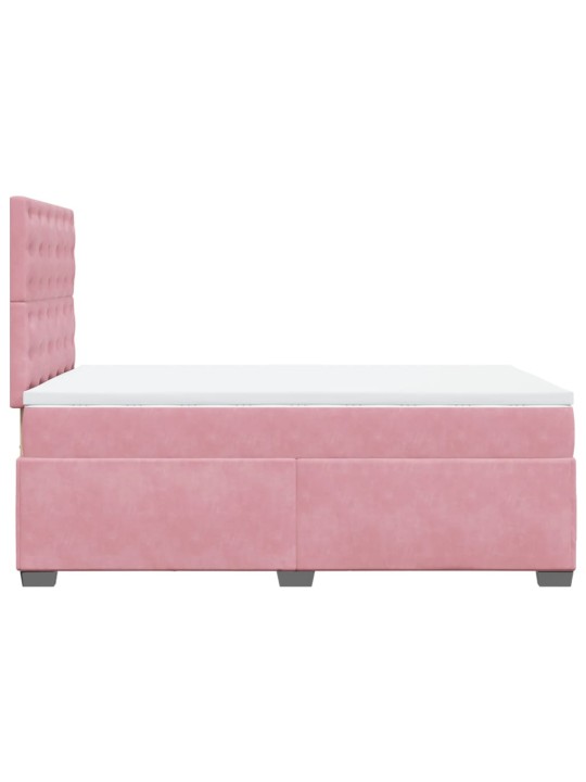 Box spring postel s matrací růžová 120 x 200 cm samet