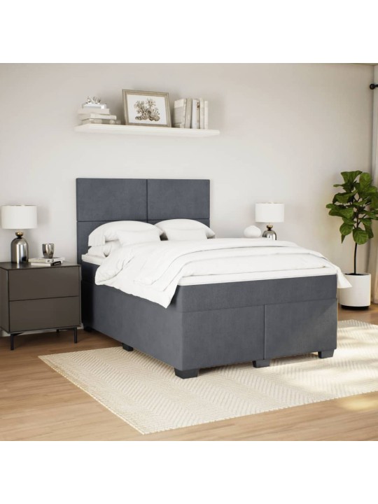 Box spring postel s matrací tmavě šedý 140 x 190 cm samet
