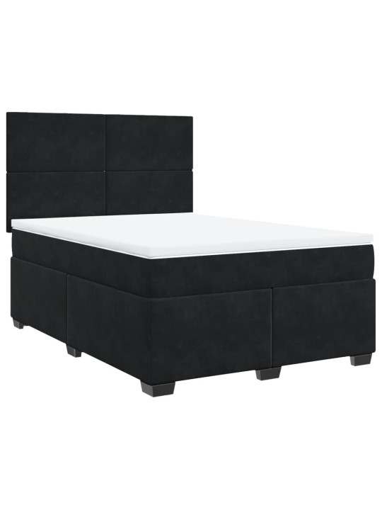 Box spring postel s matrací černá 140 x 190 cm samet