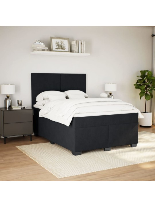 Box spring postel s matrací černá 140 x 190 cm samet